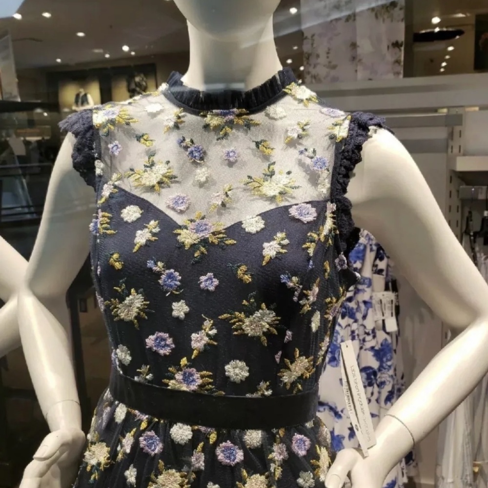 NWT Happily Grey x AQUA Embroidered Maxi Dress Floral Size S Prom Dress & Gown - Picture 8 of 9